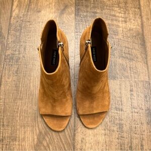 Nine West Brown Suede Peep-Toe Ankle Boots